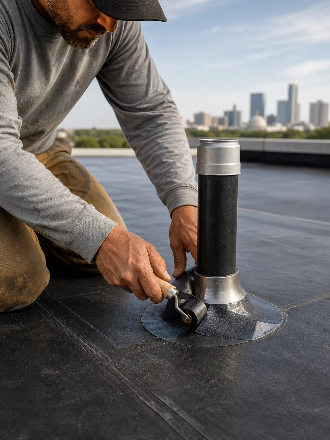 Commercial roofing repair detail