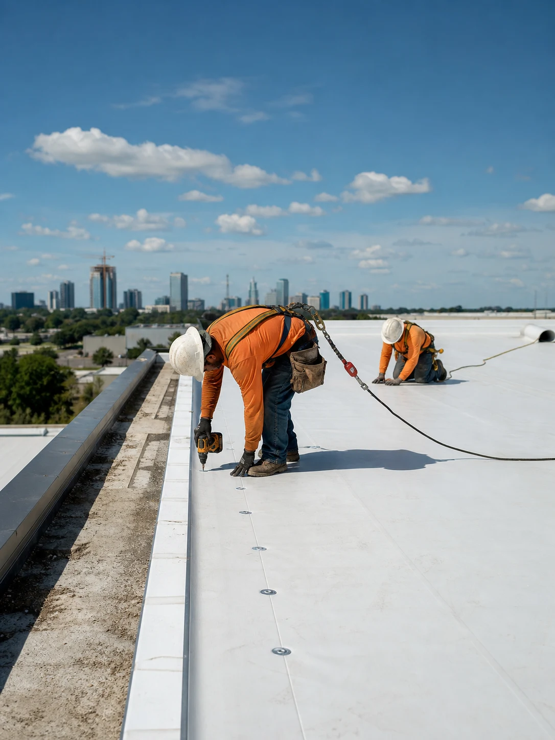 Commercial low-slope roofing installation