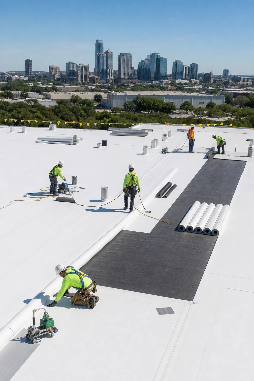Commercial TPO roofing installation